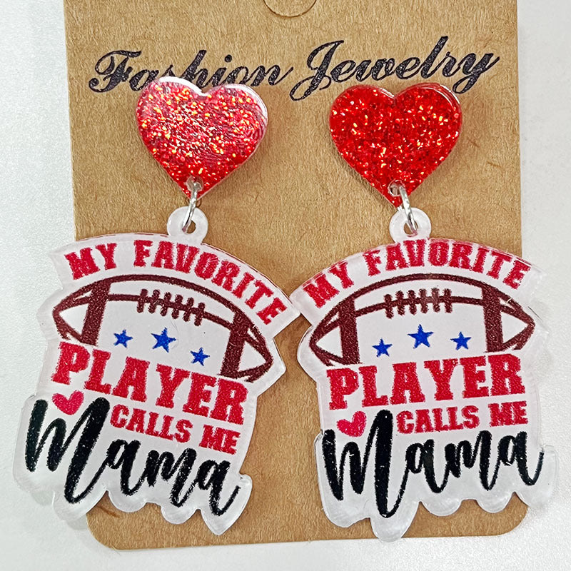 Wholesale 2pairs/pack Football Rugby Baseball MOM Earrings